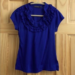 The Limited Royal Blue Top w/ruffle neck. Sz XS
